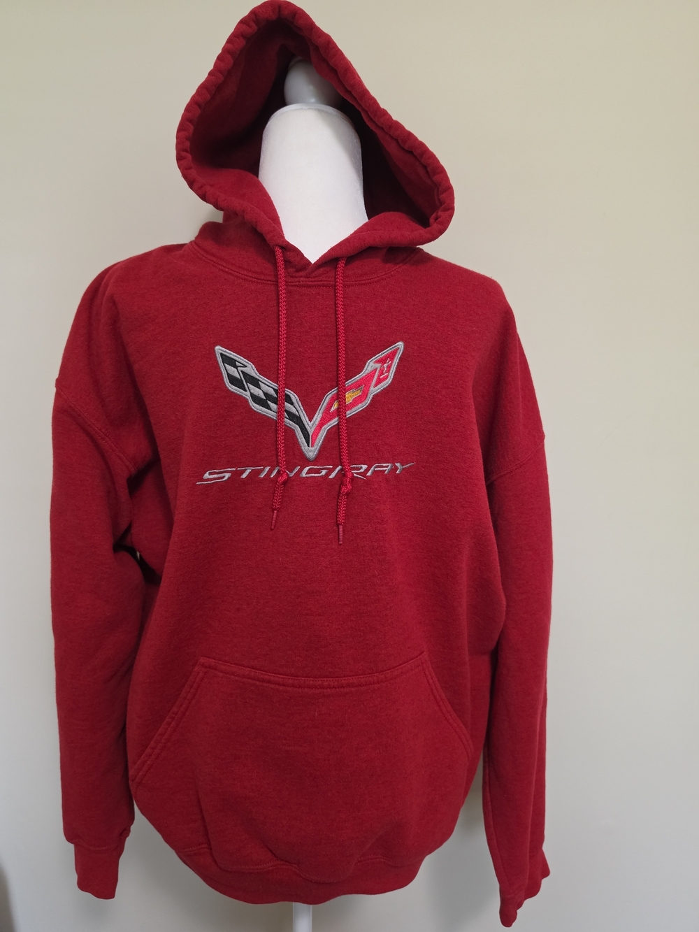 C7 Corvette Stingray Embroidered Pullover Hoodie Red Men's XL Excellent Cond